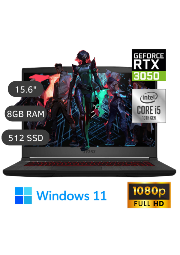 Laptop Msi Gaming 15.6GF63 THIN10UC/I5-10500H/512/8G/4GB3050