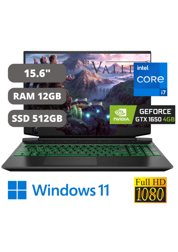 LAPTOP HP PAVILION GAMING 15-DK2505LA INTEL CORE I7-11370H 12GB 512GB SSD GTX1650