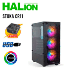 CASE GAMER HALION STUKA CR11 450W LED VIDRIO TEMPLADO 4 COOLER RGB
