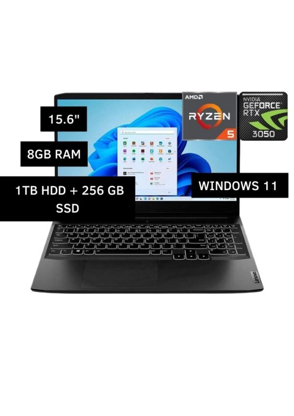 LAPTOP LENOVO IDEAPAD 15ACH6 AMD RYZEN 5 15.6´ 8GB HDD 1TB + 256 GB SSD GeForce RTX 3050