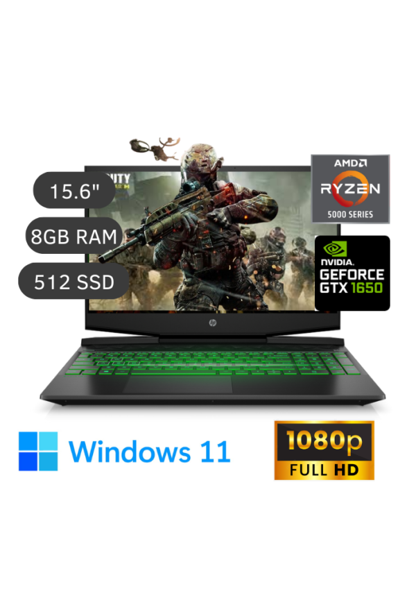 LAPTOP HP PAVILION RYZEN 5 AMD 15.6' 8GB 512GB SSD NVIDIA GeForce GTX 1650