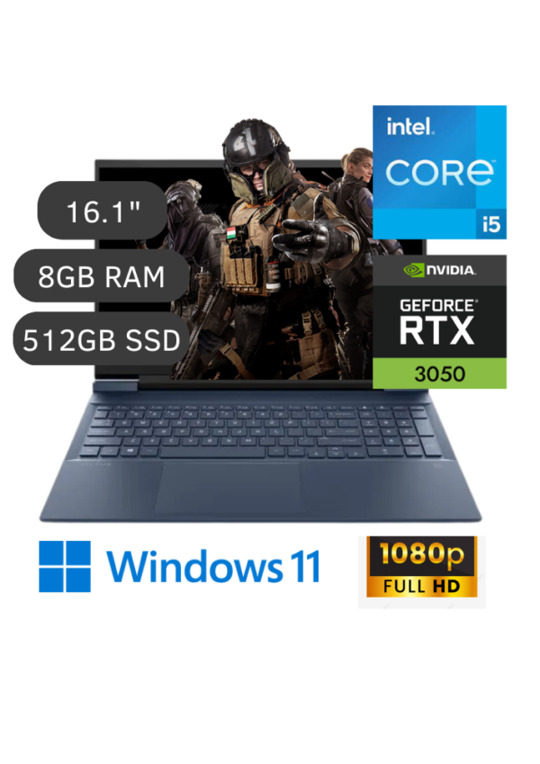 LAPTOP HP VICTUS 16-D0506LA INTEL CORE I5 11400H RAM 8GB DISCO 512 SSD VIDEO 4GB RTX 3050 16.1″ FHD W11