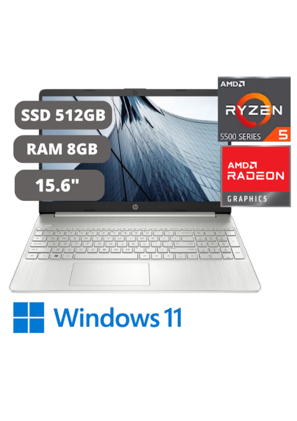 LAPTOP HP 15-EF2507LA  RYZEN 5 5500U/ RAM 8GB /DISCO 512GB SSD/PANTALLA 15.6" / WINDOWS 11